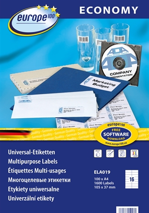 Avery Europe 100 Universal-Etikett 105 x 37,1 mm, 1600 Stk.